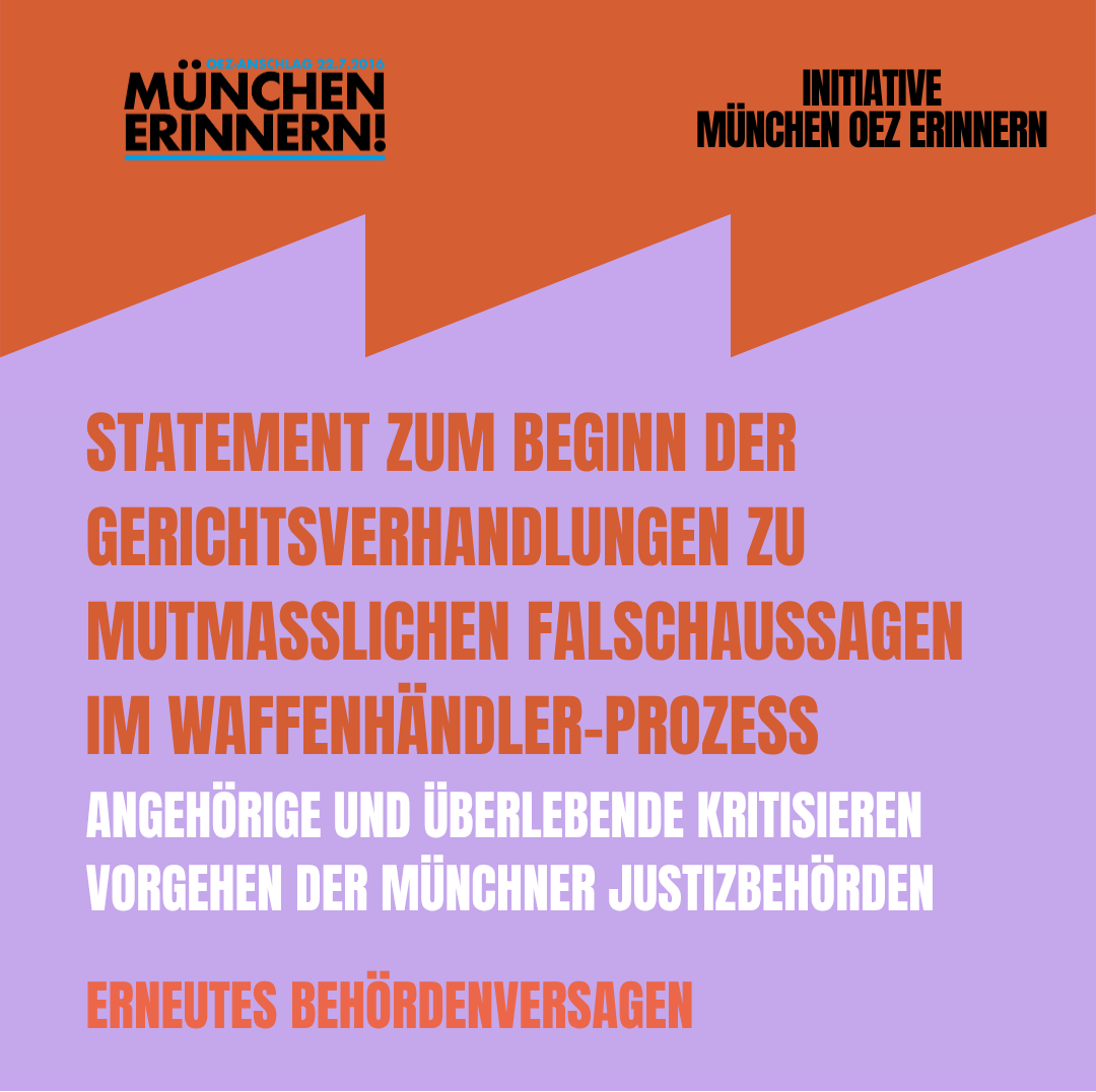 Mehr über den Artikel erfahren Stellungnahme zu erneutem Behördenversagen: Angehörige und Überlebende kritisieren Vorgehen der Münchner Justizbehörden