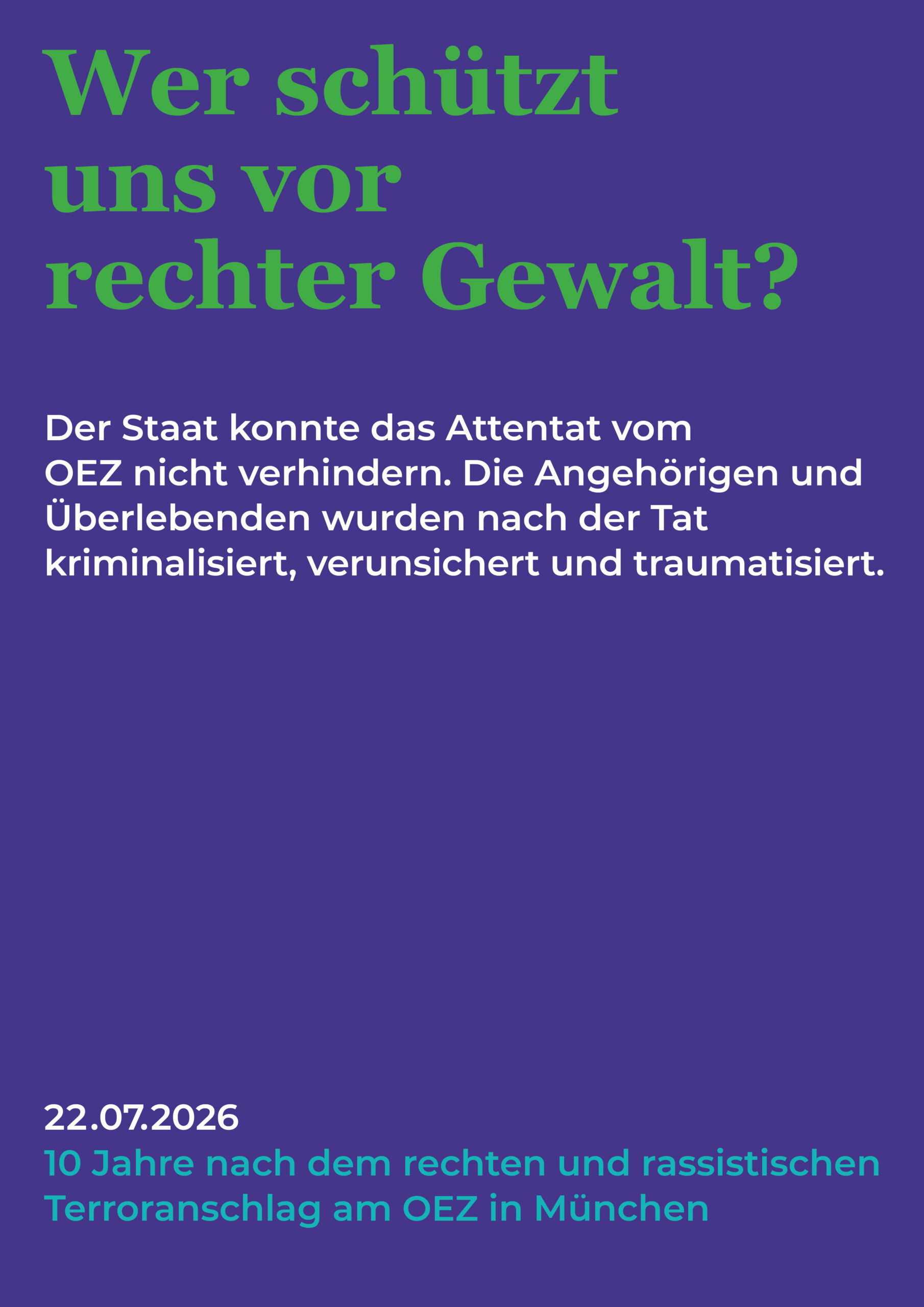 Mehr über den Artikel erfahren Kampagne zum 10. Jahrestag: 10 Jahre und noch immer viele offenen Fragen: Wer schützt uns vor rechter Gewalt?