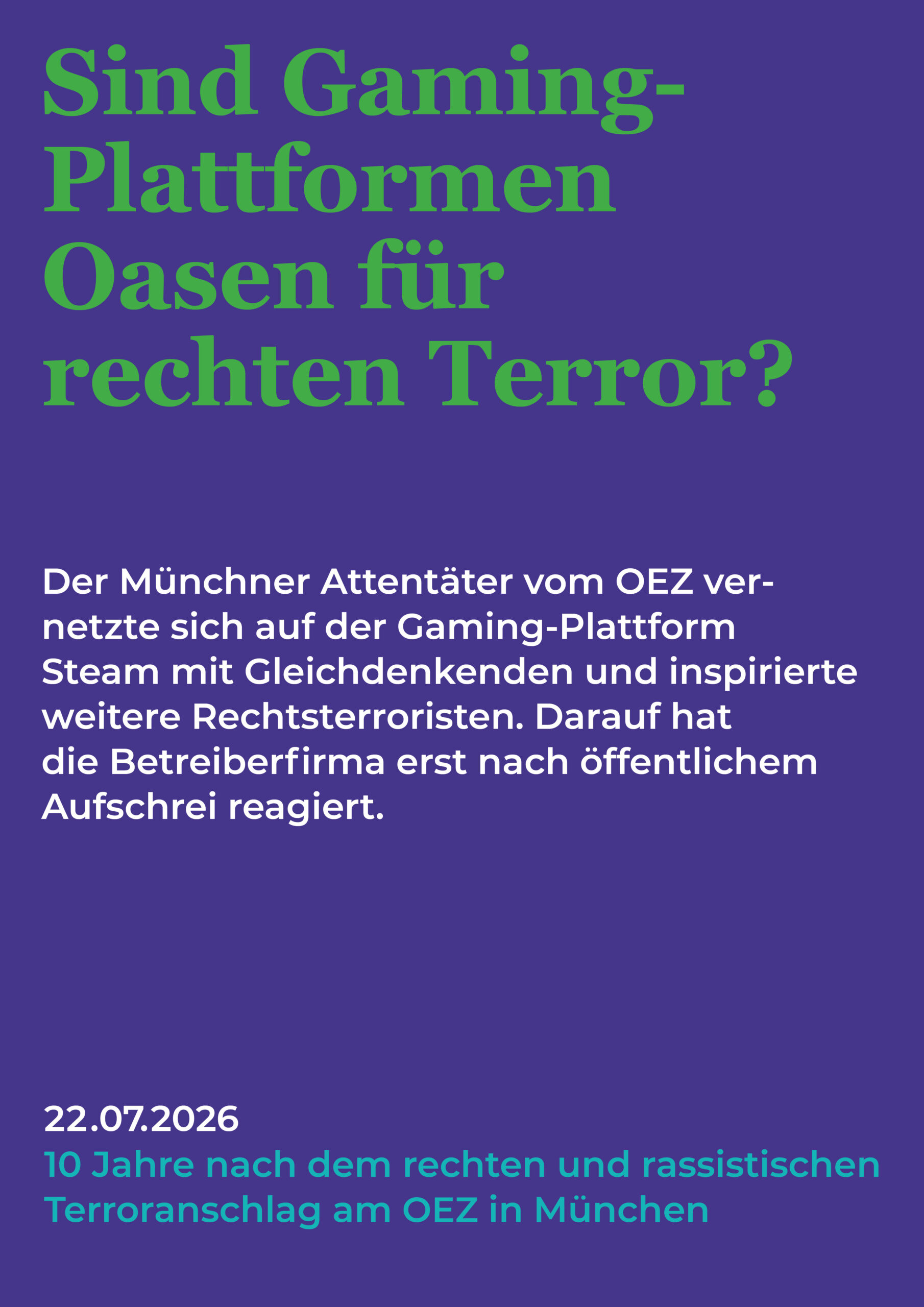 Mehr über den Artikel erfahren Kampagne zum 10. Jahrestag: Sind Gaming-Plattformen Oasen für rechten Terror?